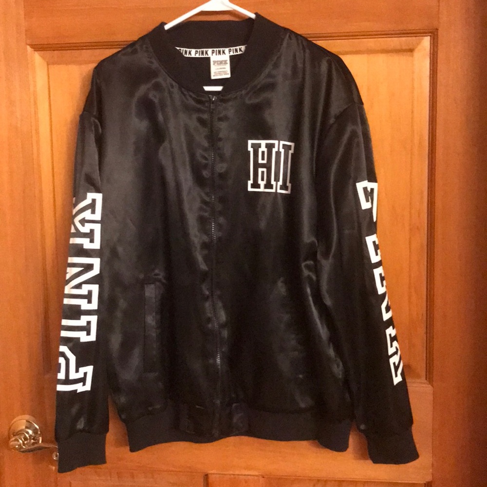VS Pink HAWAII Varsity Satin Love Jacket Full Zip